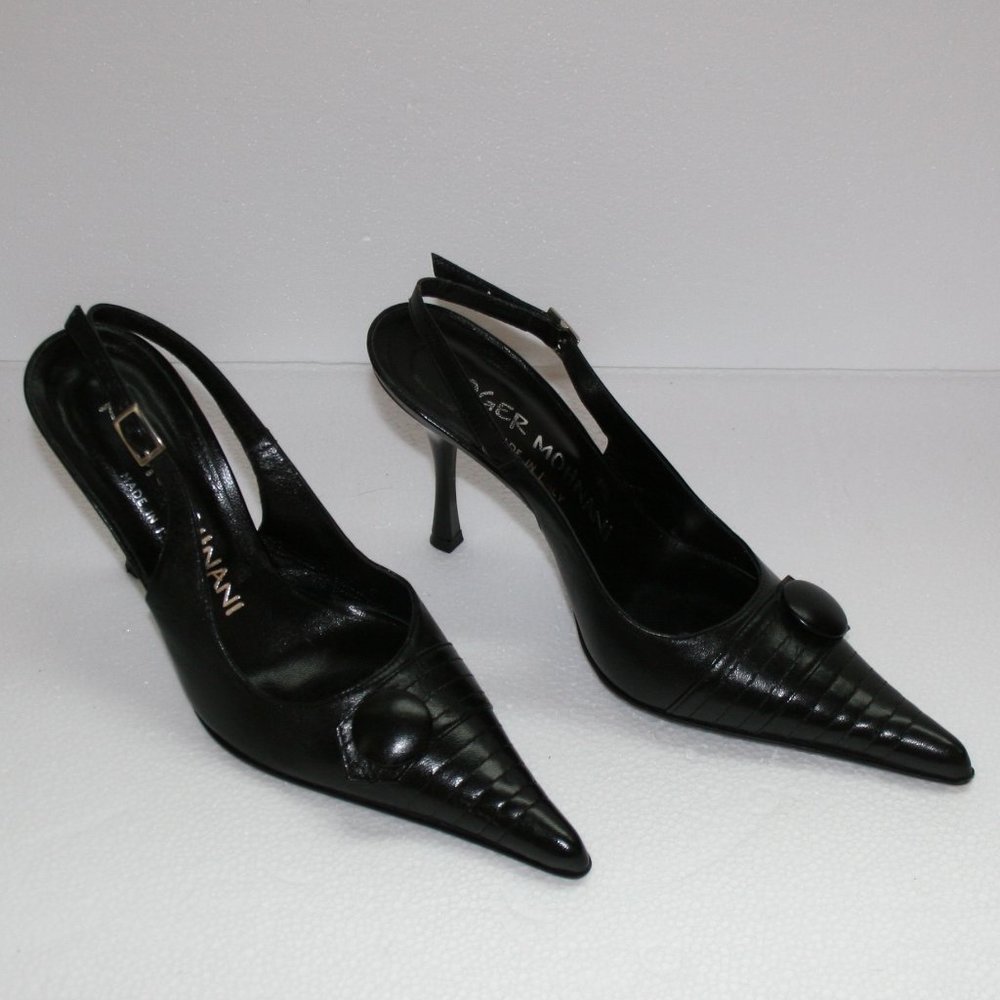 Roger Mohnani Black Leather Pumps /Italy Size 8/38